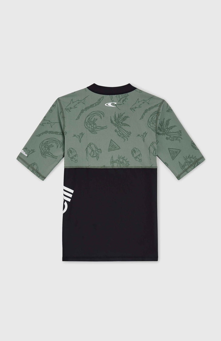 Mix and Match Crazy Shortsleeve-Schwimmshirt | Green Vintage Surfer