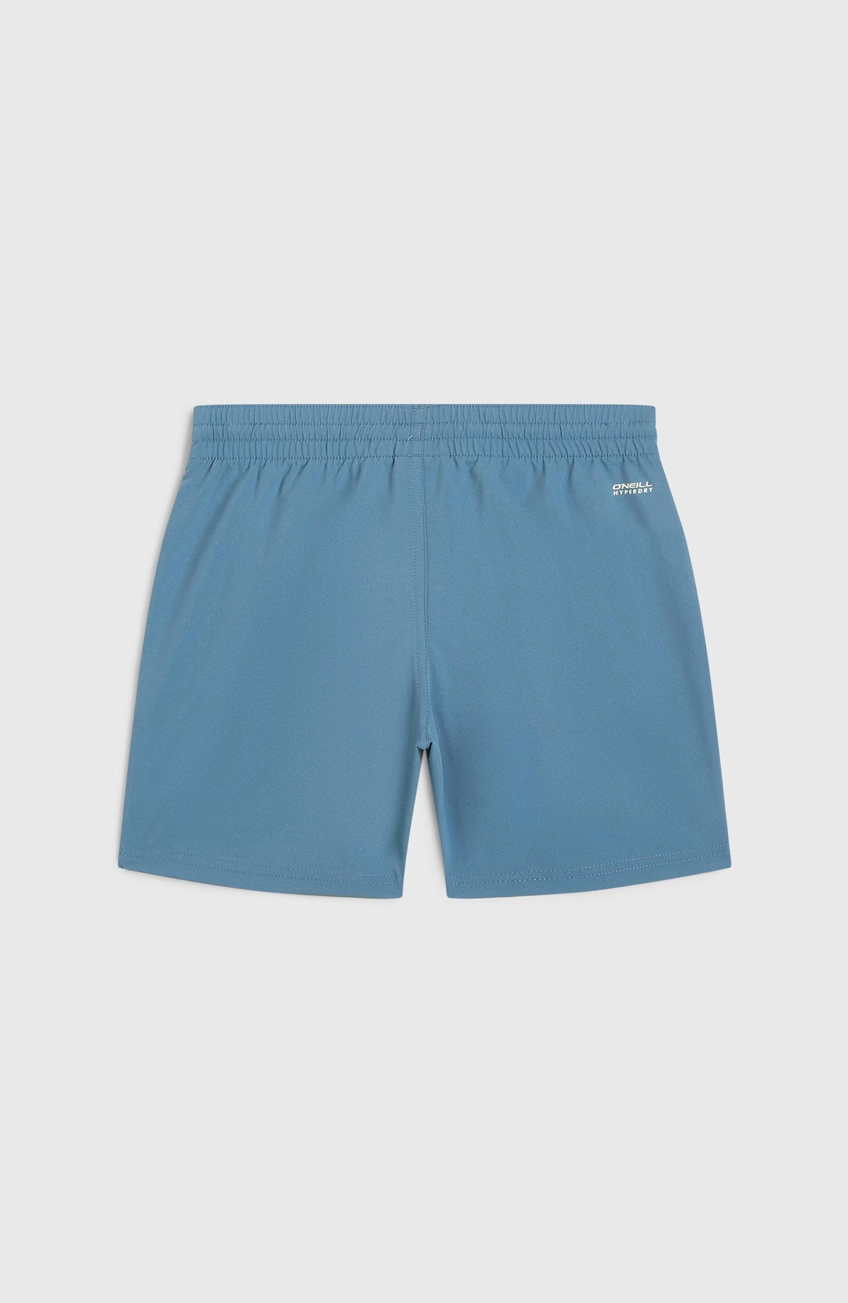 Original Cali 14'' Badehose für Jungen, blau mit Logo-Print in Weiß, flach liegend von hinten, elastischer Bund