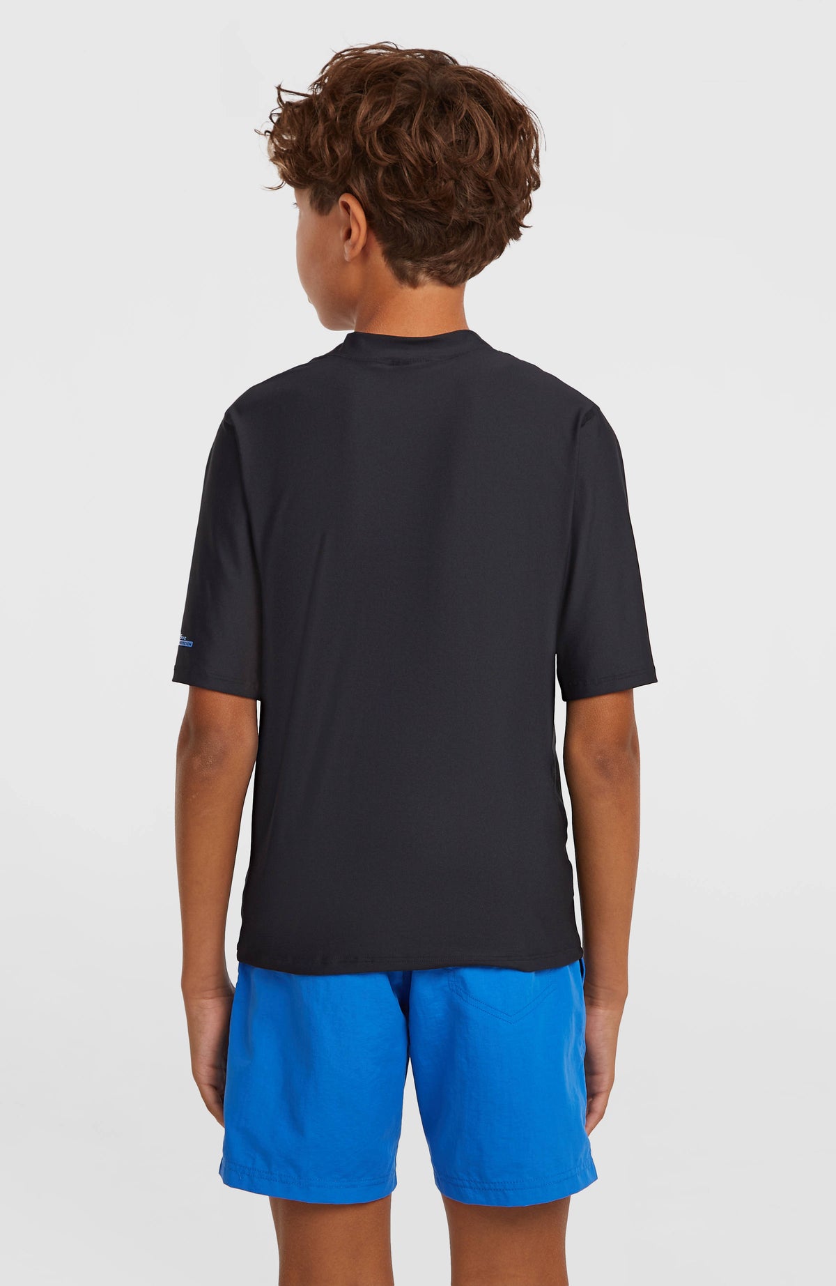 Shortsleeve-UV-Shirt für Jungen, schwarz, Rückansicht am Model