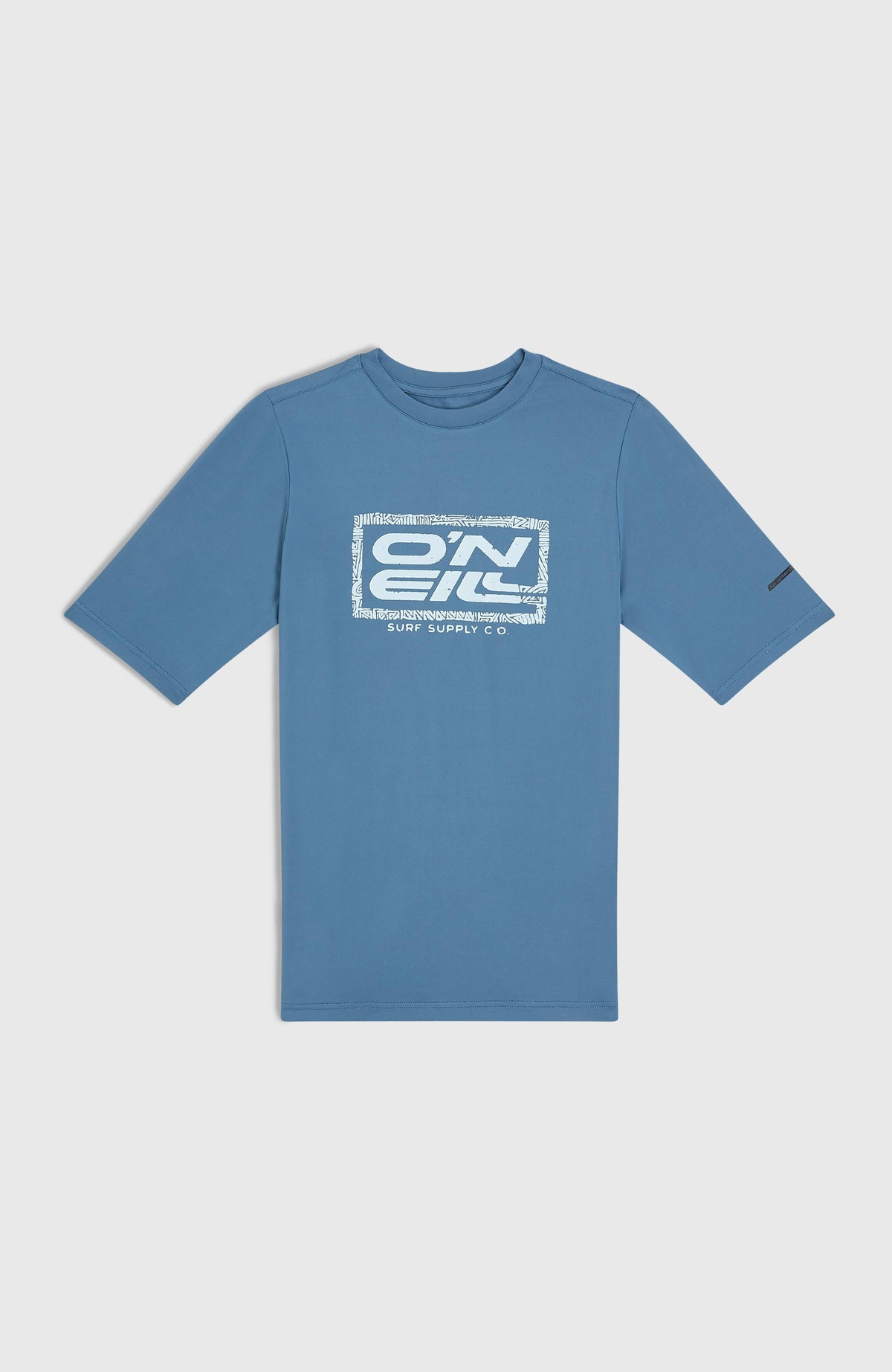 Hybrid T-Shirt für Jungen, blau mit Logo-Print in Weiß, flach liegend von vorne
