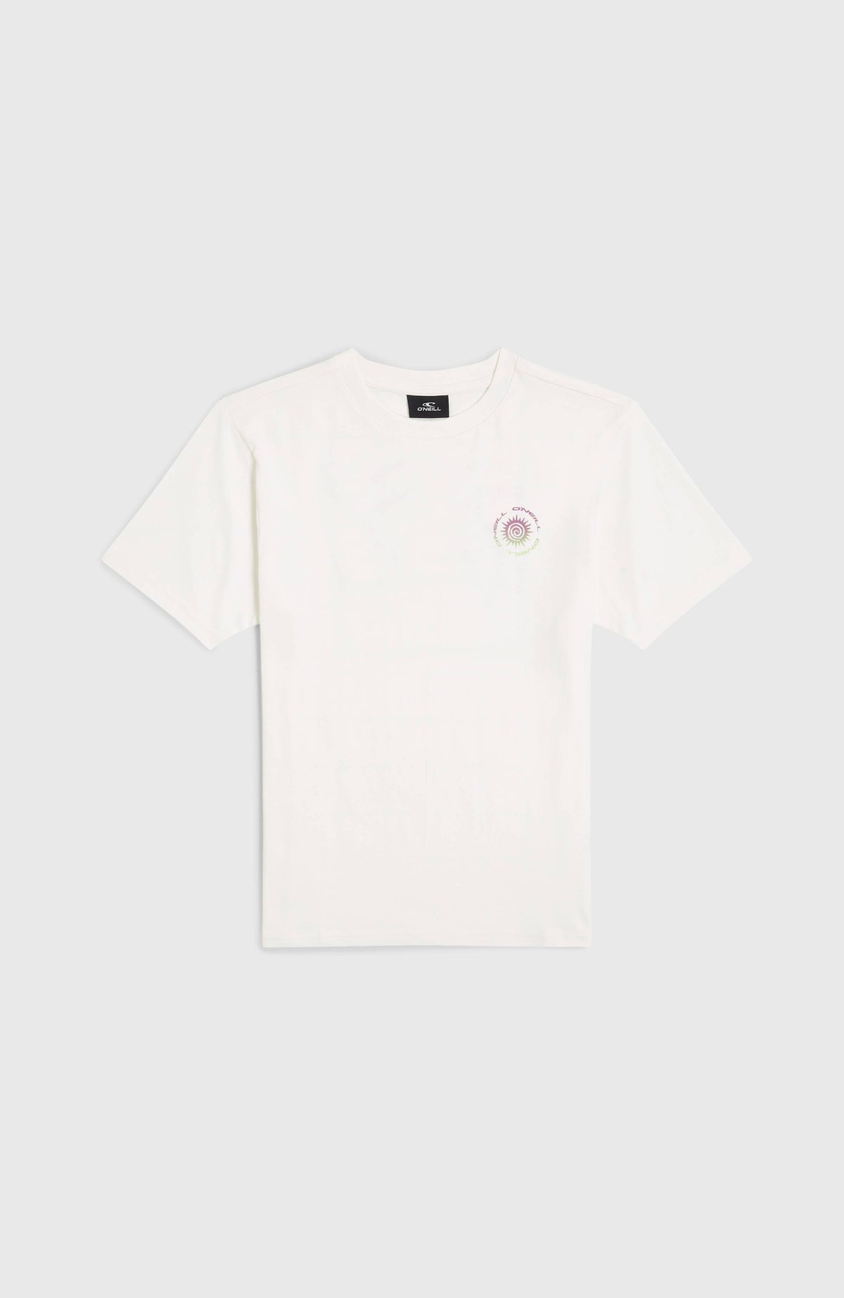 Gradient T-Shirt für Jungen, weiß mit Grafik-Print in Lila und Grün, flach liegend von vorne