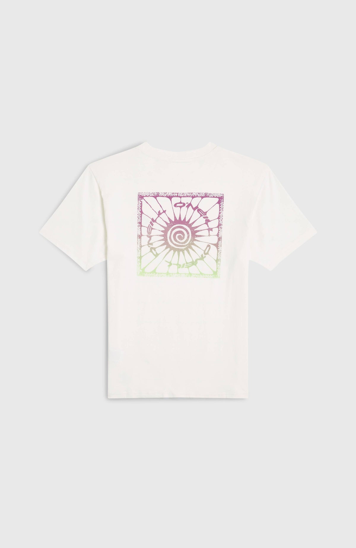 Gradient T-Shirt für Jungen, weiß mit Grafik-Print in Lila und Grün, flach liegend von hinten