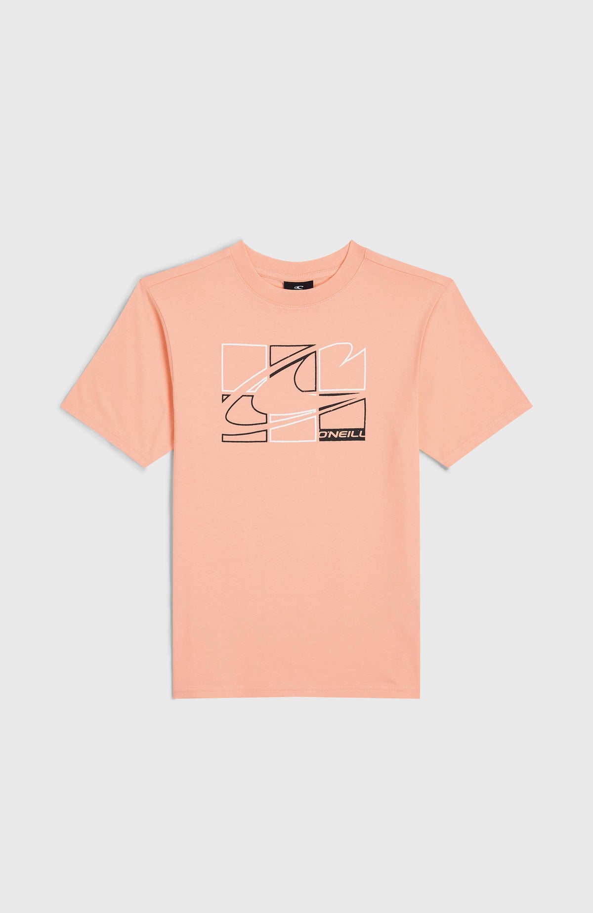 Pinkes Graphic T-Shirt für Jungen mit Grafik-Print in Schwarz und Weiß, Produktansicht flach liegend von vorne