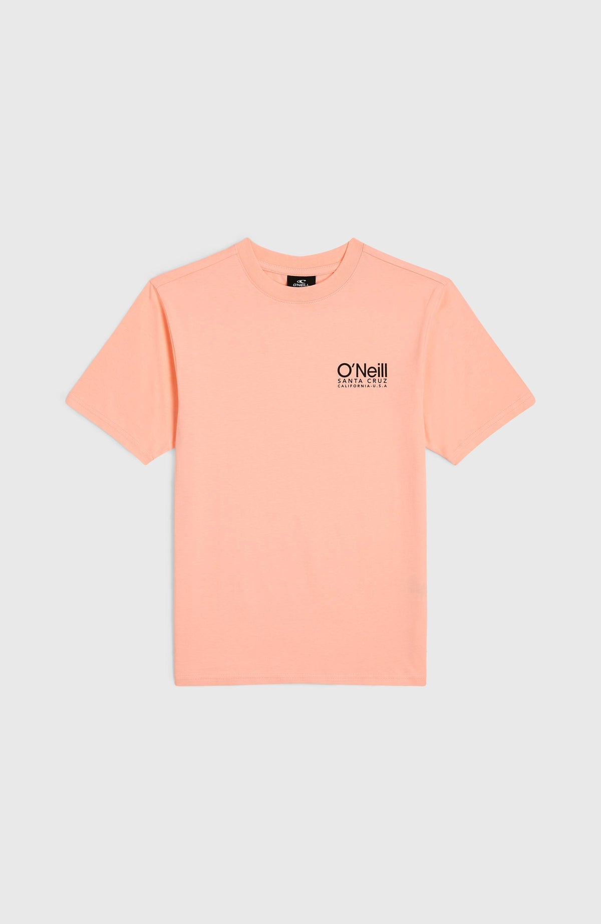 Original Cali Logo T-Shirt für Jungen, pink mit Logo-Print in Schwarz, flach liegend von vorne mit Rundhals