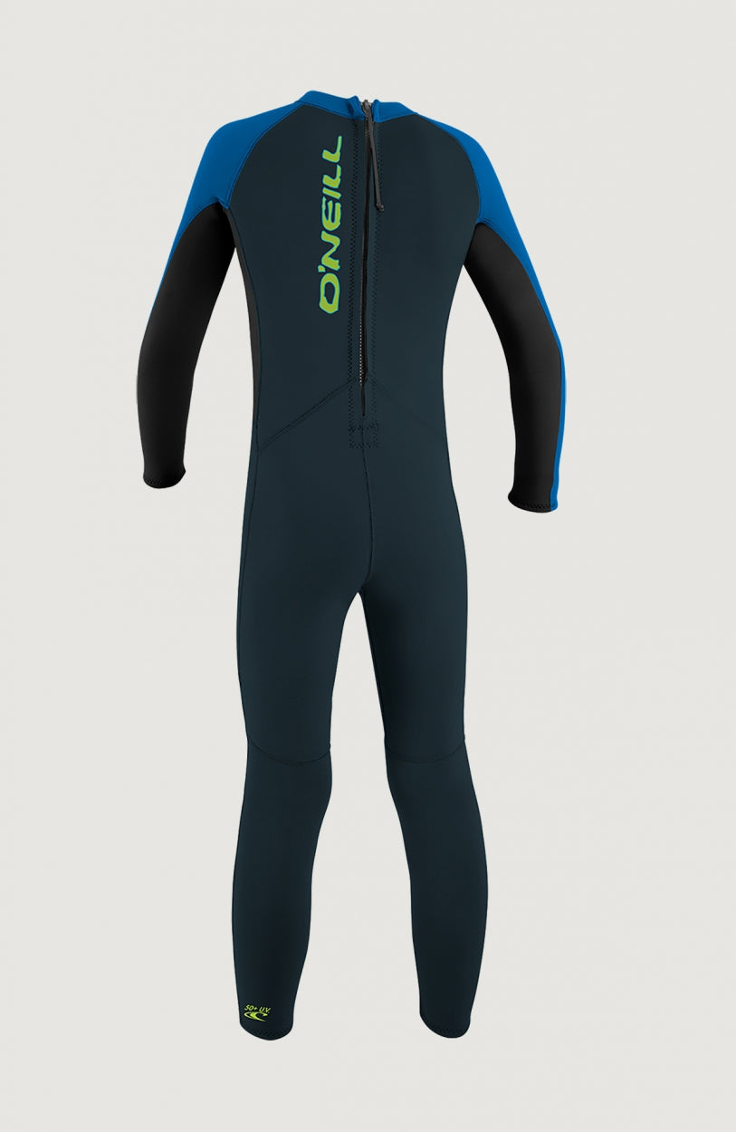 Reactor-2 2mm Back Zip Full Wetsuit Neoprenanzug für Jungen, blau, freigestellt von hinten, Reißverschluss am Rücken