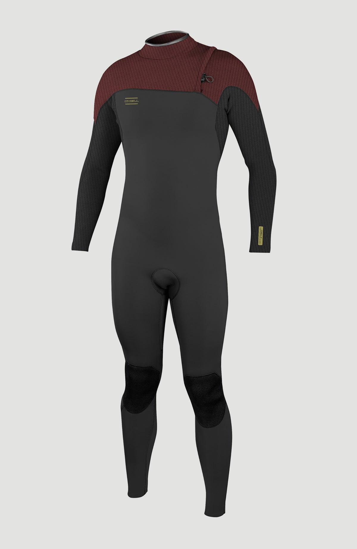 O'Neill Hyperfreak 3/2mm Comp Zipless Full Wetsuit Neoprenanzug für Herren, schwarz, freigestellt von vorne