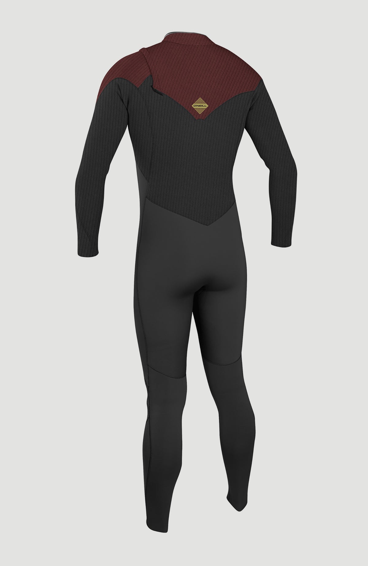 Hyperfreak 3/2mm Neoprenanzug für Herren, schwarz, freigestellt von hinten, Rückenpartie mit Logo-Badge