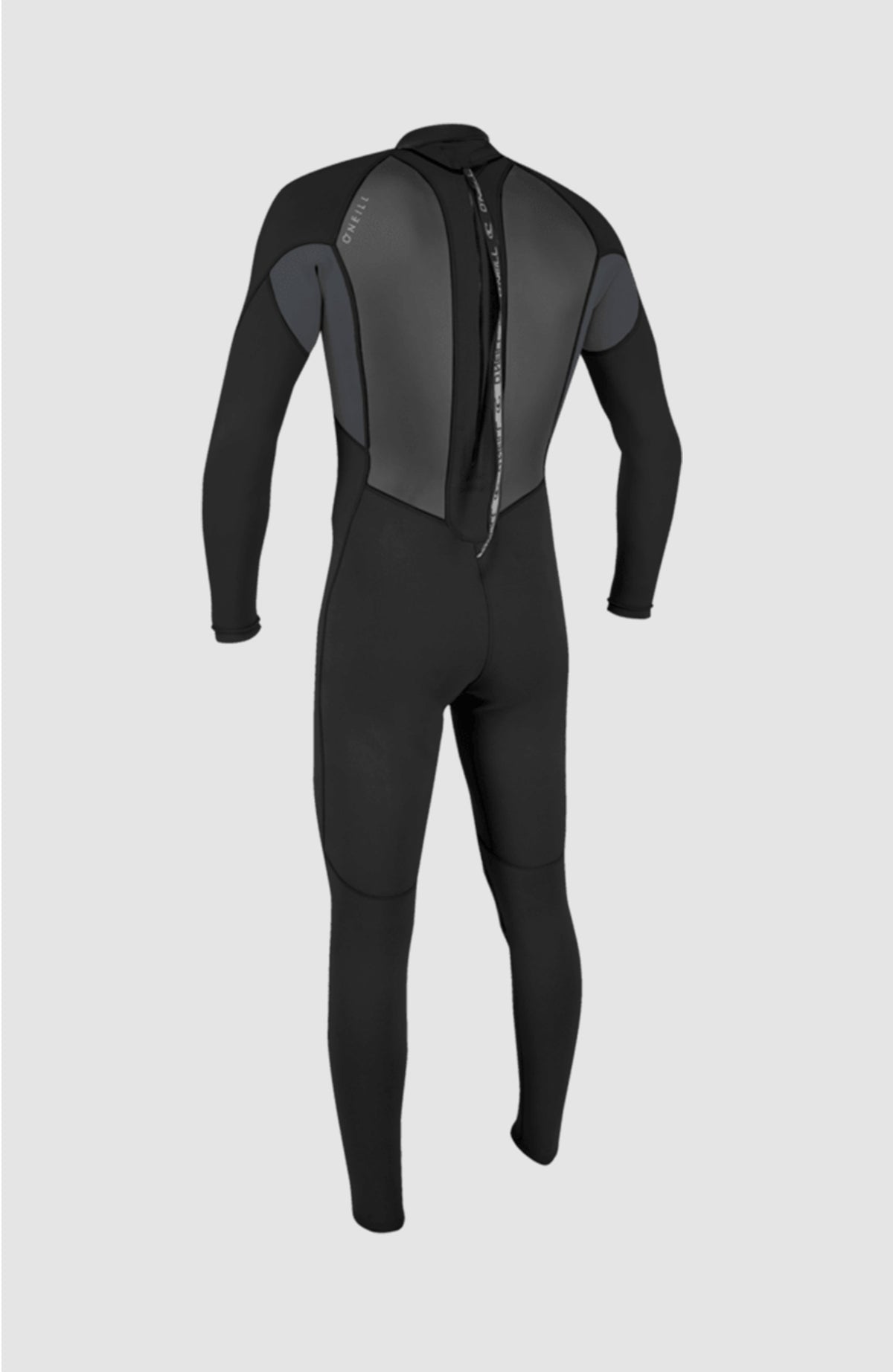 Reactor-2 3/2mm Back Zip Full Wetsuit Neoprenanzug für Herren, schwarz, freigestellt von hinten, Reißverschluss