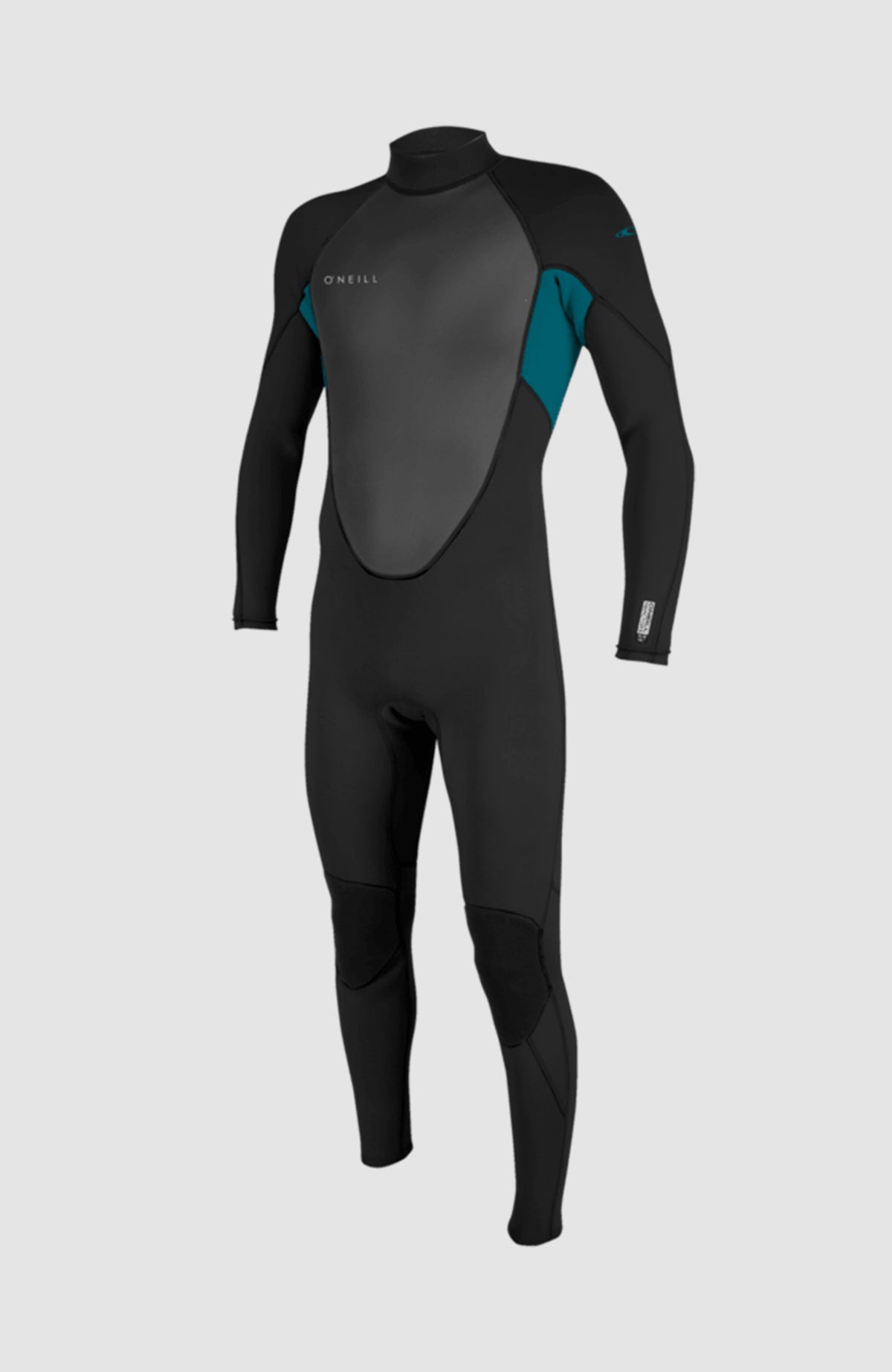 O'Neill Reactor-2 3/2mm Back Zip Full Wetsuit Neoprenanzug für Herren, schwarz, freigestellt in der Vorderansicht