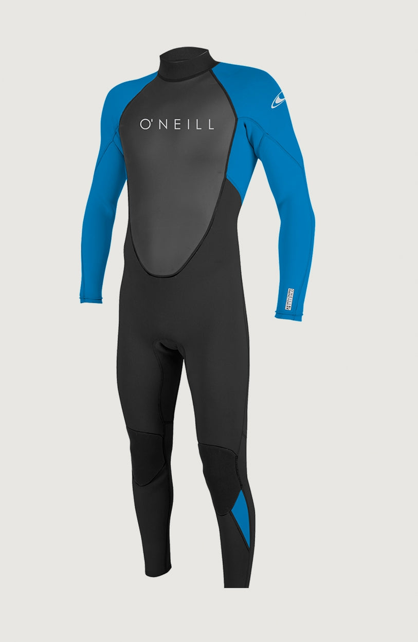 O'Neill Reactor-2 3/2mm Back Zip Full Wetsuit Neoprenanzug für Herren in Blau, freigestellt in Vorderansicht