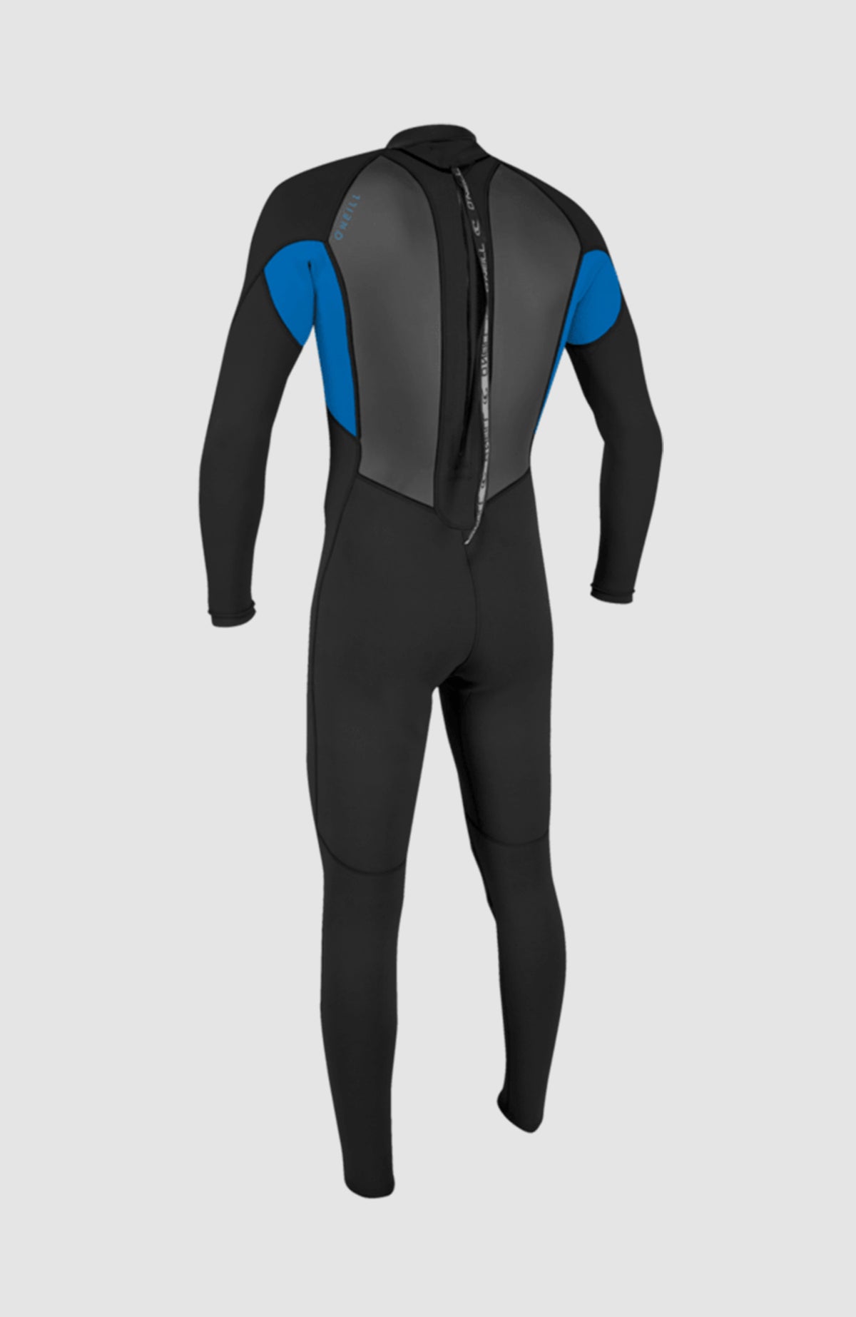 Reactor-2 3/2 Back Zip Full Wetsuit Neoprenanzug für Jungen, blau, freigestellt von hinten, Reißverschluss an der Rückseite