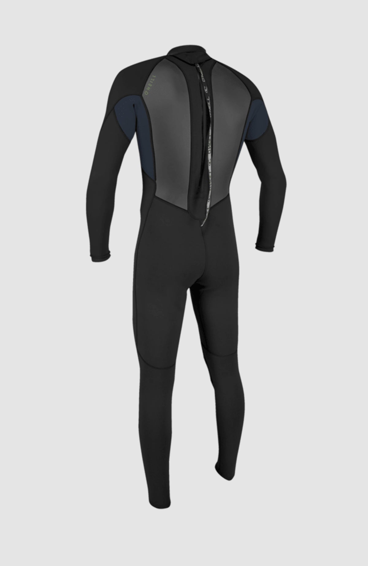 Reactor-2 3/2 Back Zip Full Wetsuit Neoprenanzug für Jungen, schwarz, freigestellt von hinten mit Reißverschluss