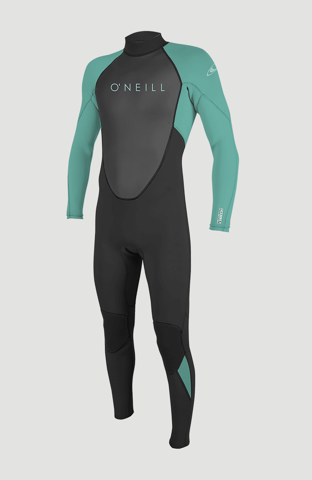 O'Neill Reactor-2 3/2mm Back Zip Full Wetsuit Neoprenanzug für Mädchen, schwarz, freigestellt von vorne