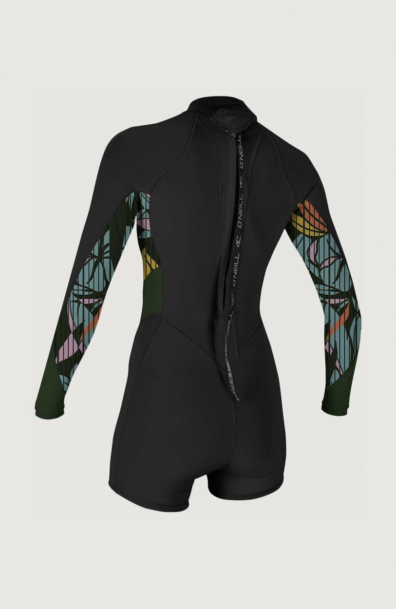 Bahia 2/1mm Neoprenanzug für Damen, schwarz, freigestellt von hinten mit langem Reißverschlussband am Rücken
