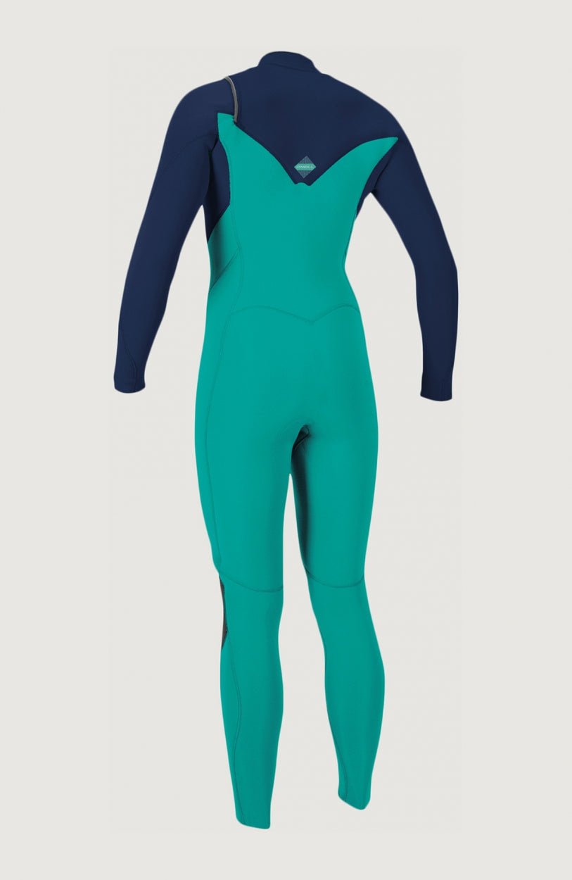 Hyperfreak Plus Neoprenanzug für Damen, grün, freigestellt von hinten, mit rautenförmigem Logo-Print