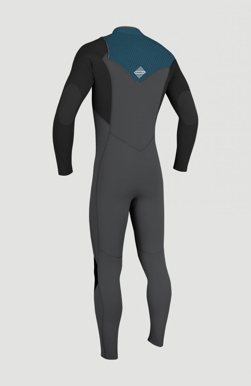 Hyperfreak Plus Neoprenanzug für Jungen, grau, freigestellt von hinten mit blauem Rückenbereich