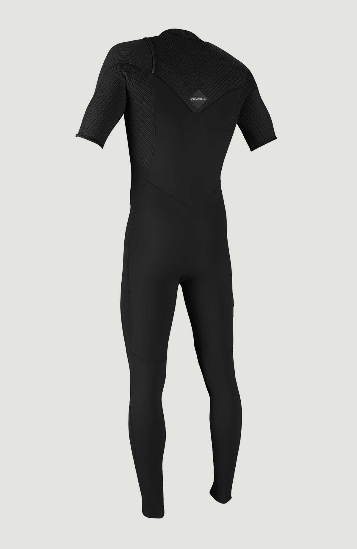 Hyperfreak 2mm Neoprenanzug für Herren, schwarz, freigestellt von hinten mit Logo-Patch am oberen Rücken