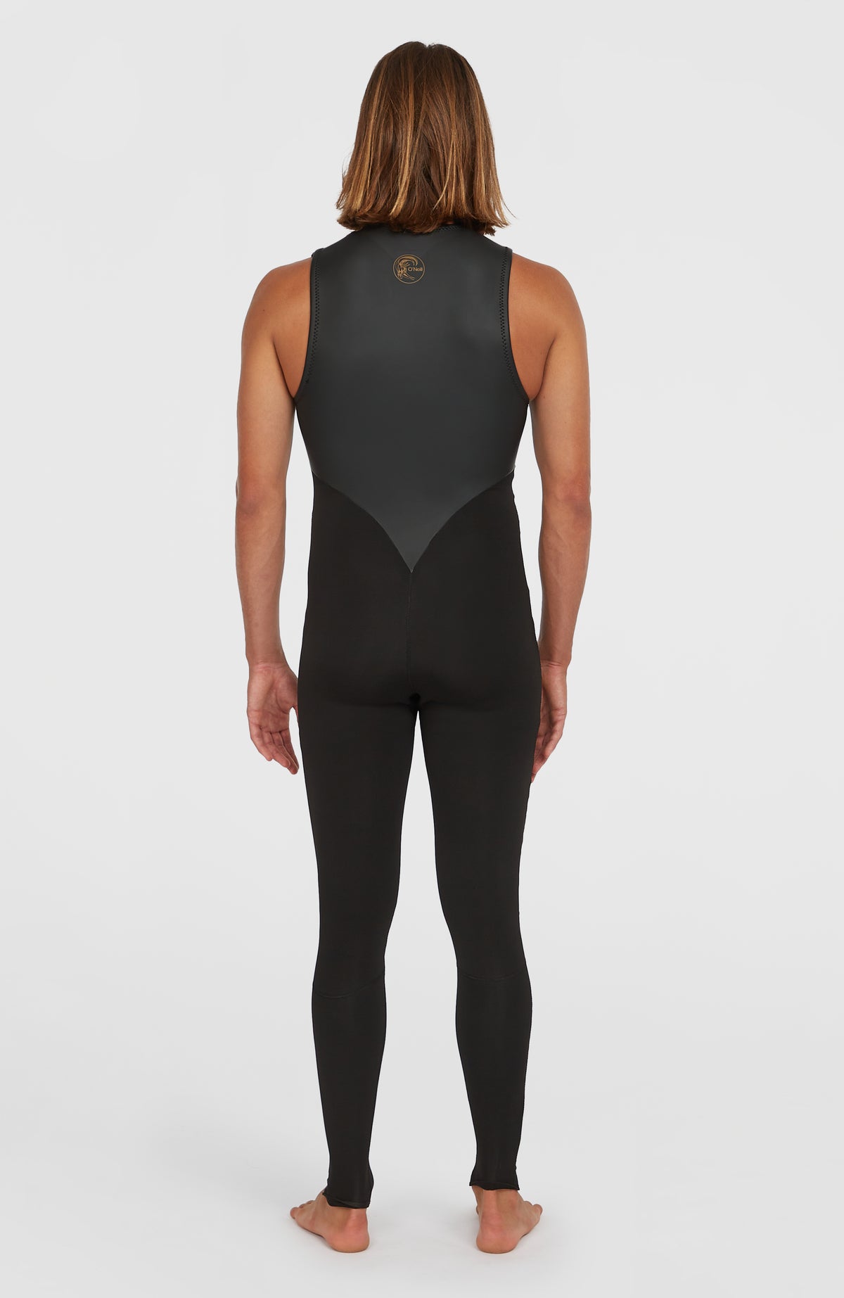 O'Riginals 2mm Long John Wetsuit Neoprenanzug für Herren, schwarz, vollständige Rückansicht, getragen am Model