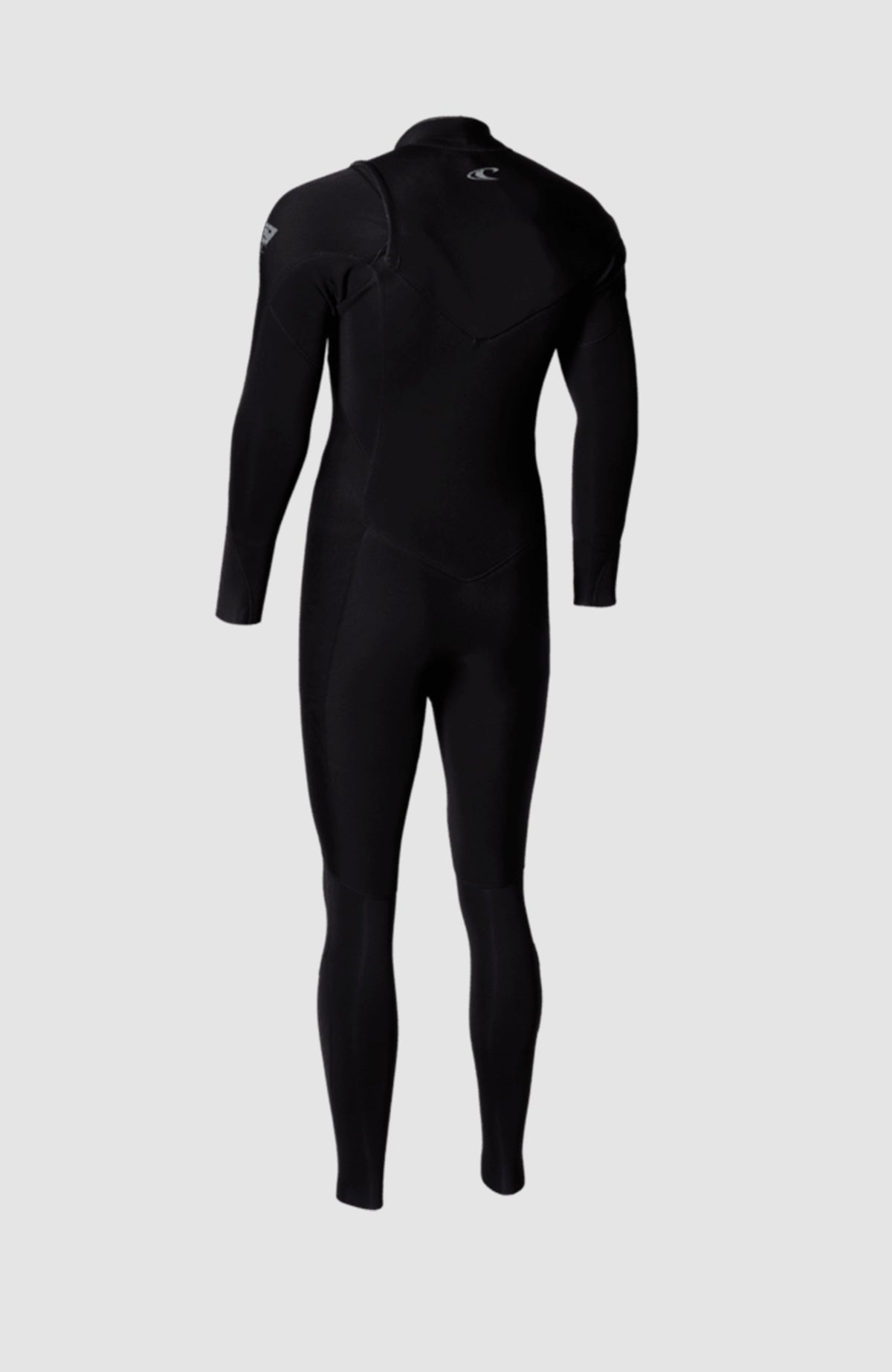 Epic 3/2 Chest Zip Full Wetsuit Neoprenanzug für Herren, schwarz, freigestellt von hinten mit Nahtverlauf