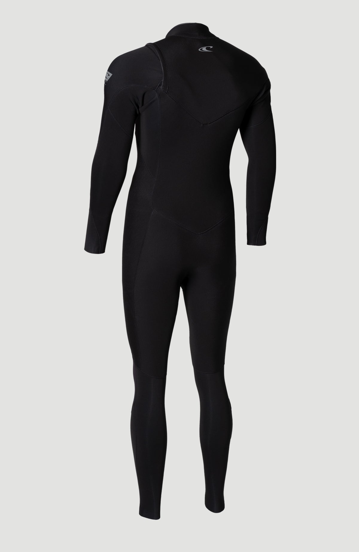 Epic 4/3mm Chest Zip Full Wetsuit Neoprenanzug für Herren, schwarz, freigestellt von hinten