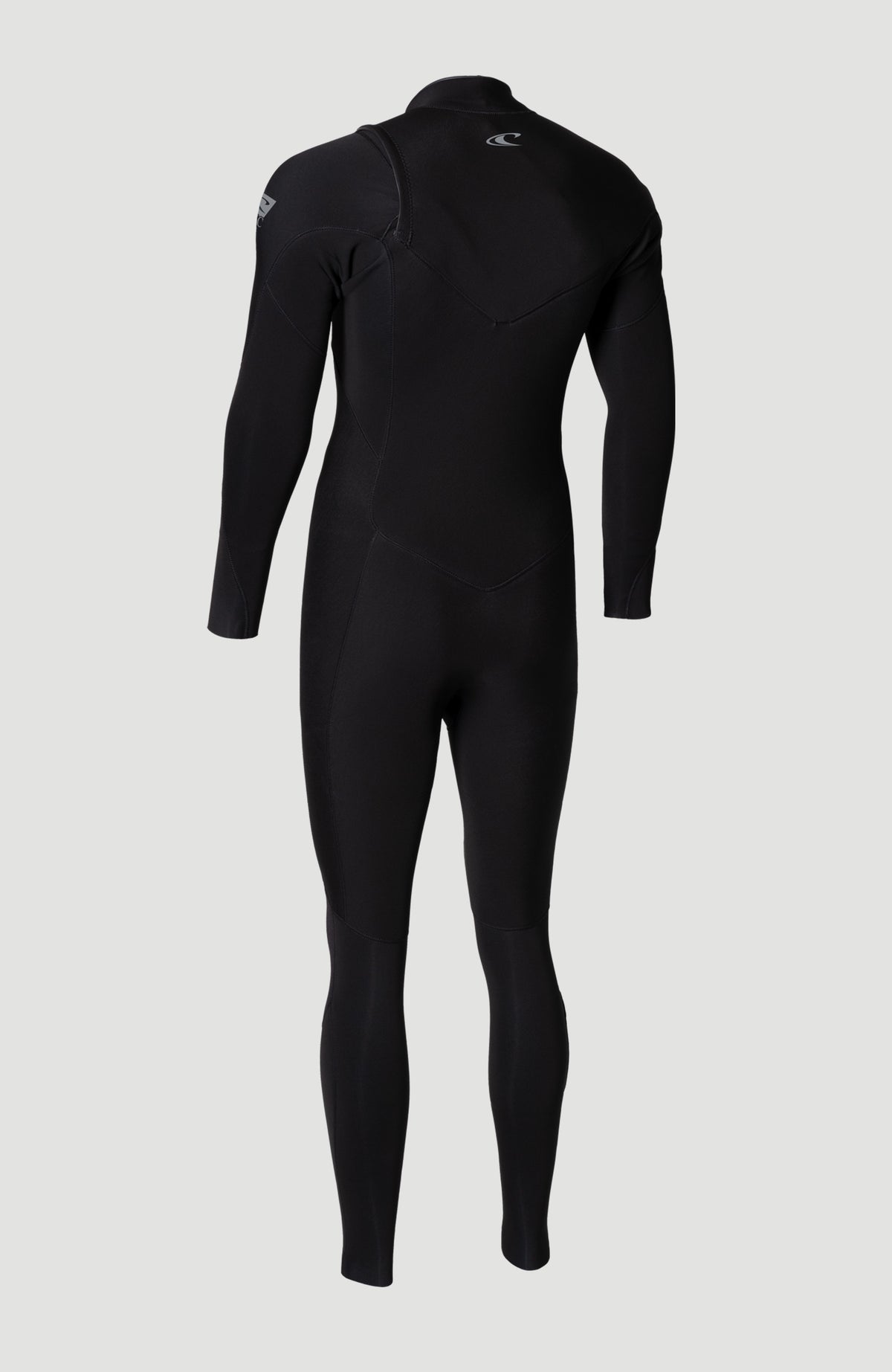 Epic 5/4mm Chest Zip Full Wetsuit Neoprenanzug für Herren, schwarz, freigestellt von hinten