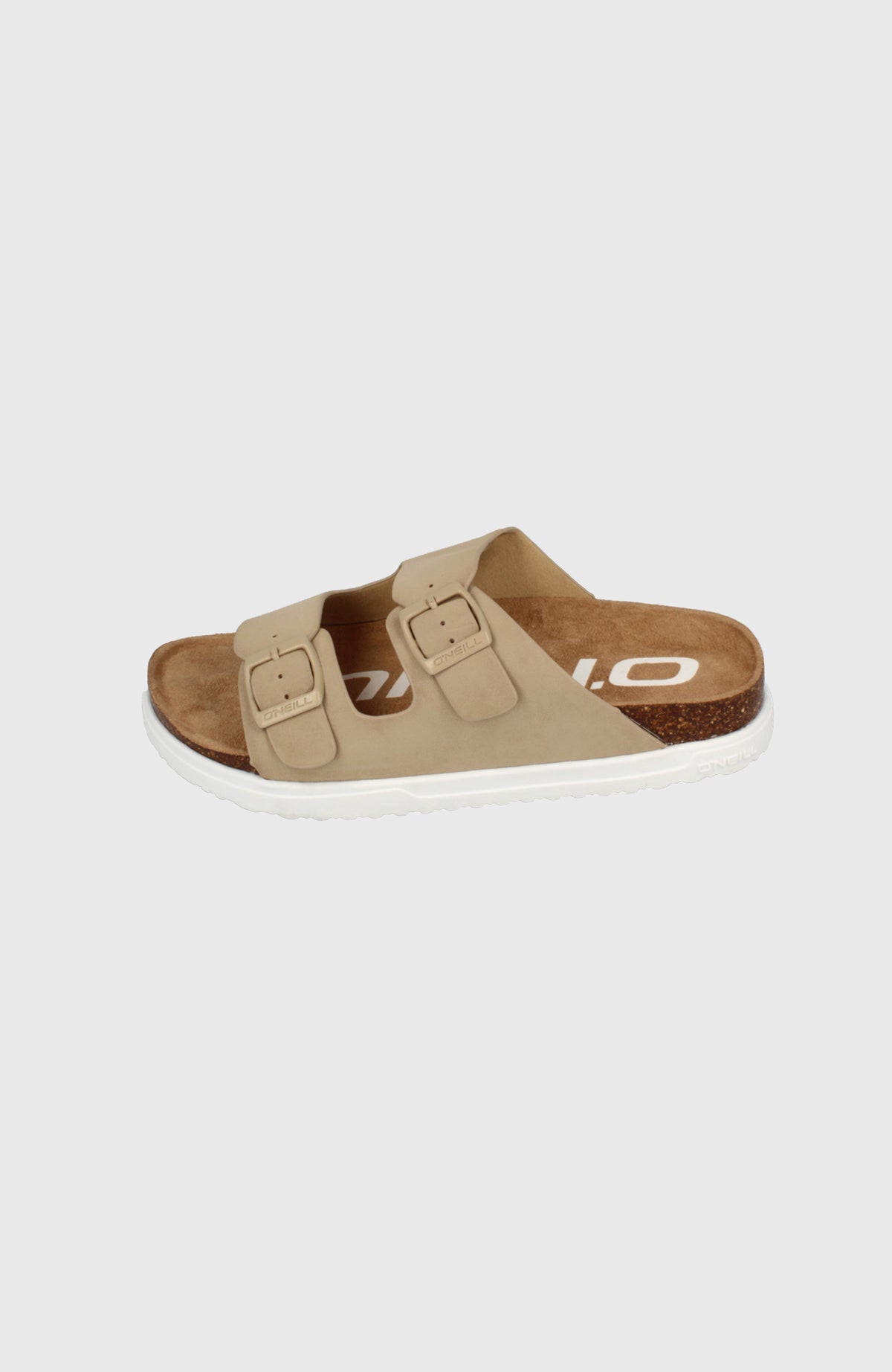 O'Neill Sandy Slider Sandalen für Damen, braun, freigestellt von schräg oben mit Schnallenriemen
