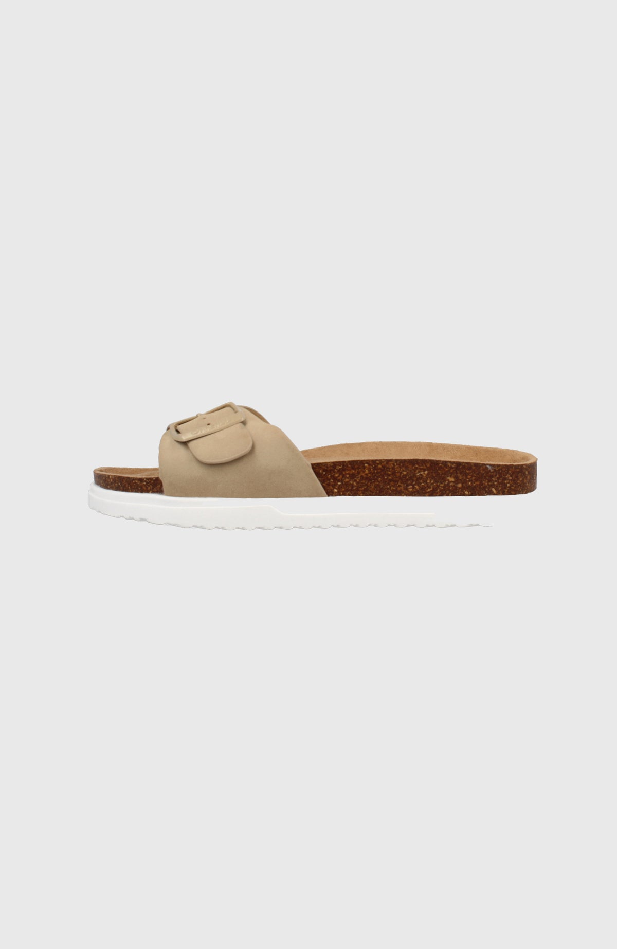 Solana Slider Sandalen für Damen, braun, freigestellt in der Seitenansicht mit weißer profilierter Sohle