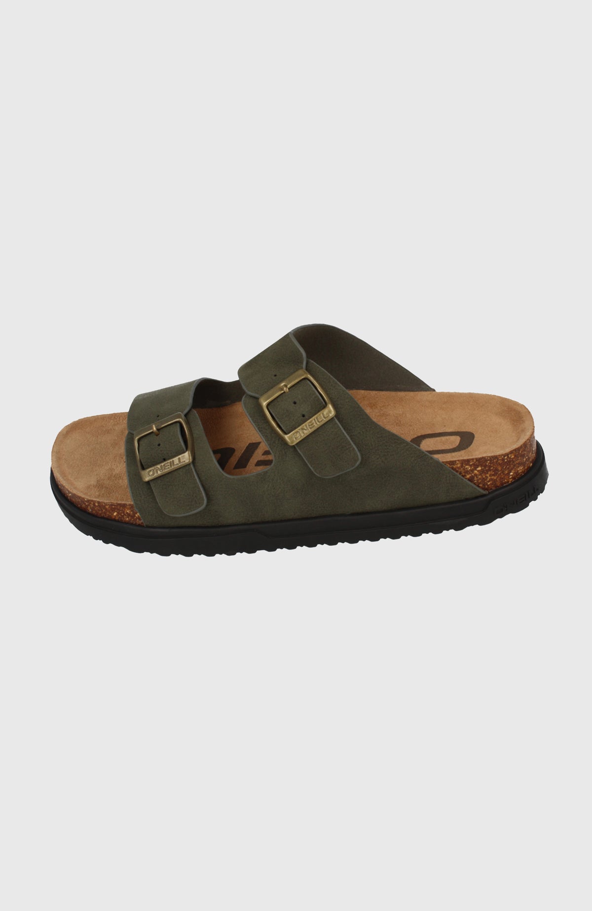 O'Neill Vince Slider Sandalen für Herren, grün, freigestellt von schräg oben mit verstellbaren Schnallen