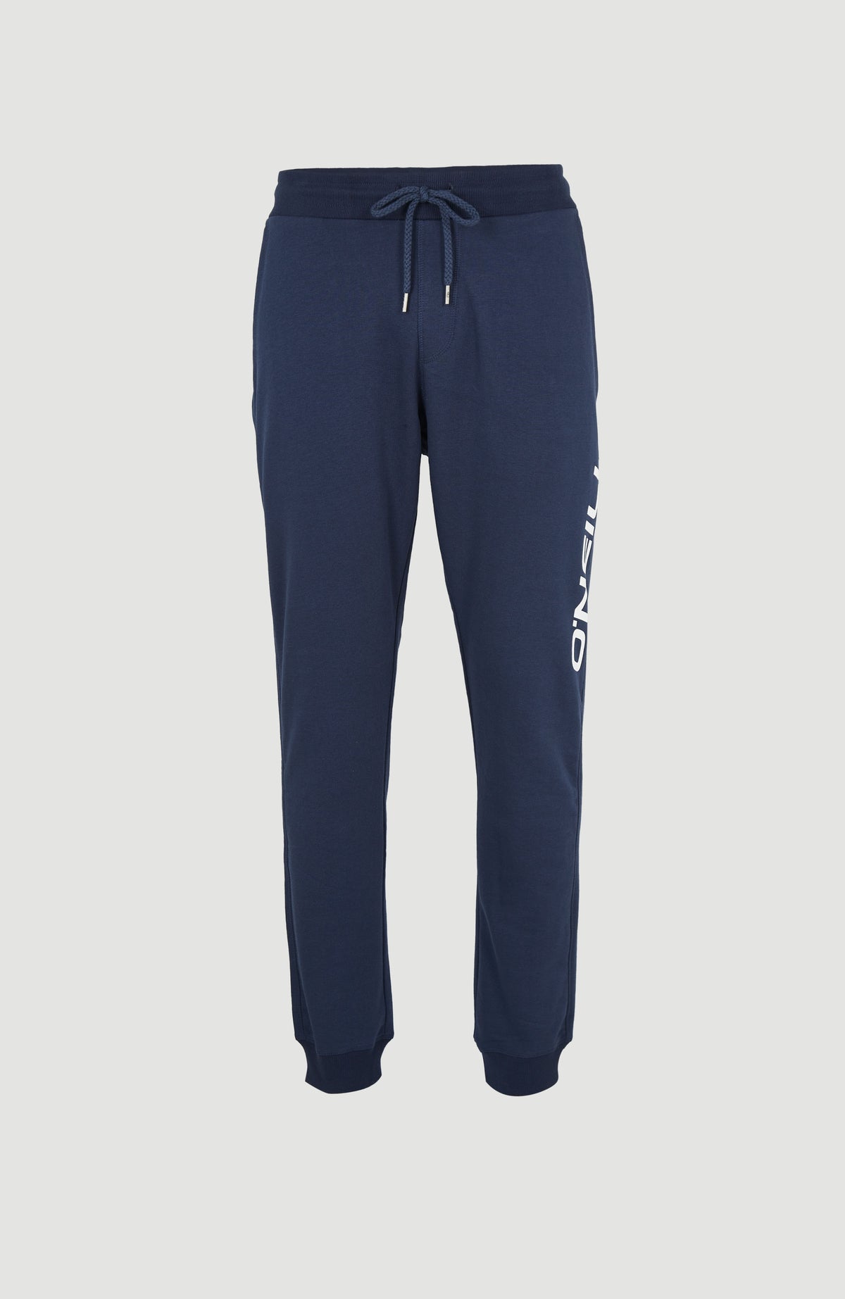 Blaue Logo Jogginghose für Herren, freigestellt von vorne mit elastischem Bund und Kordelzug