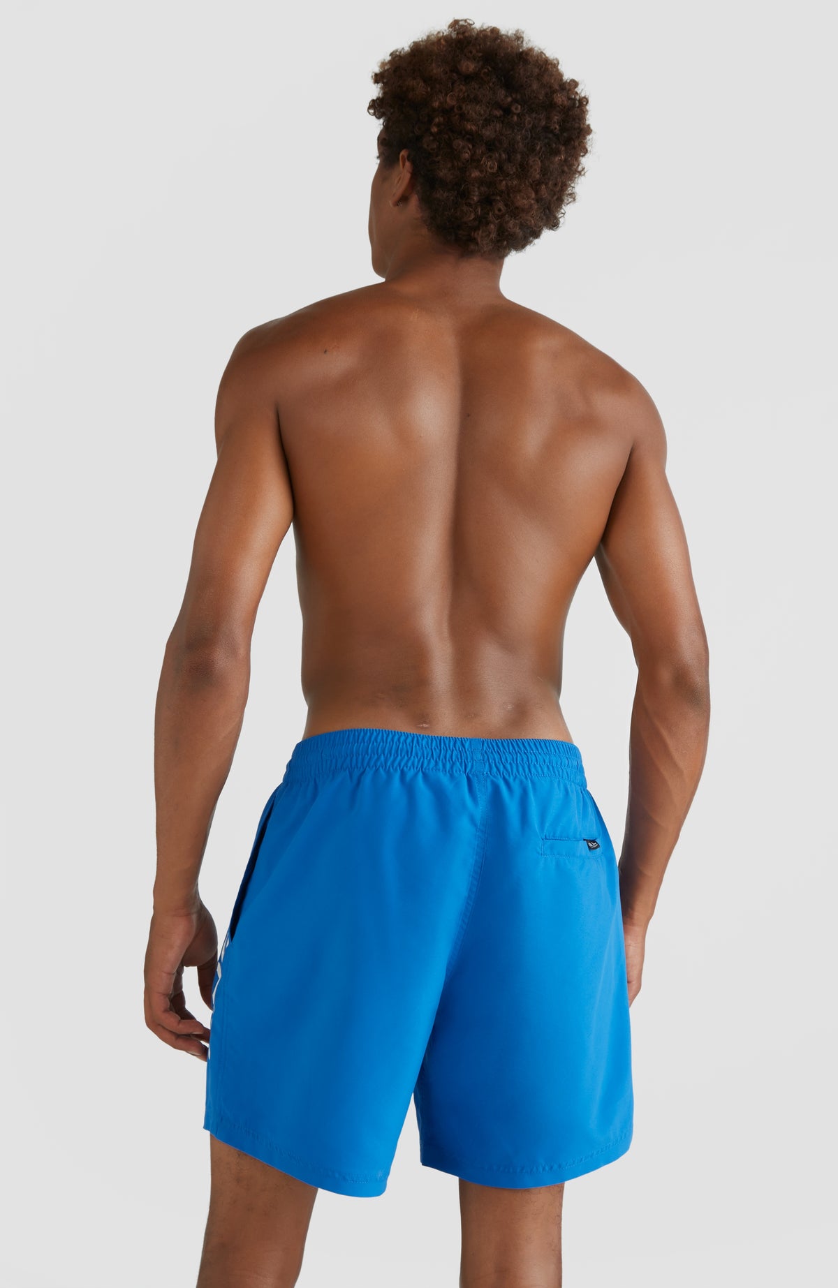 Cali 16'' Badehose für Herren, blau, Rückansicht am Model mit Gesäßtasche