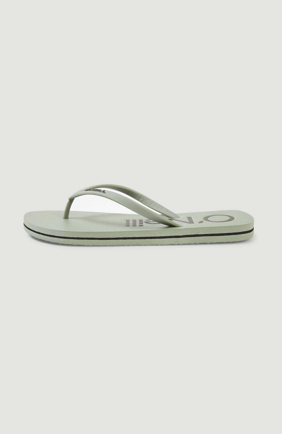 Profile Logo Sandalen für Damen, grün, freigestellte Seitenansicht der flachen Sohle