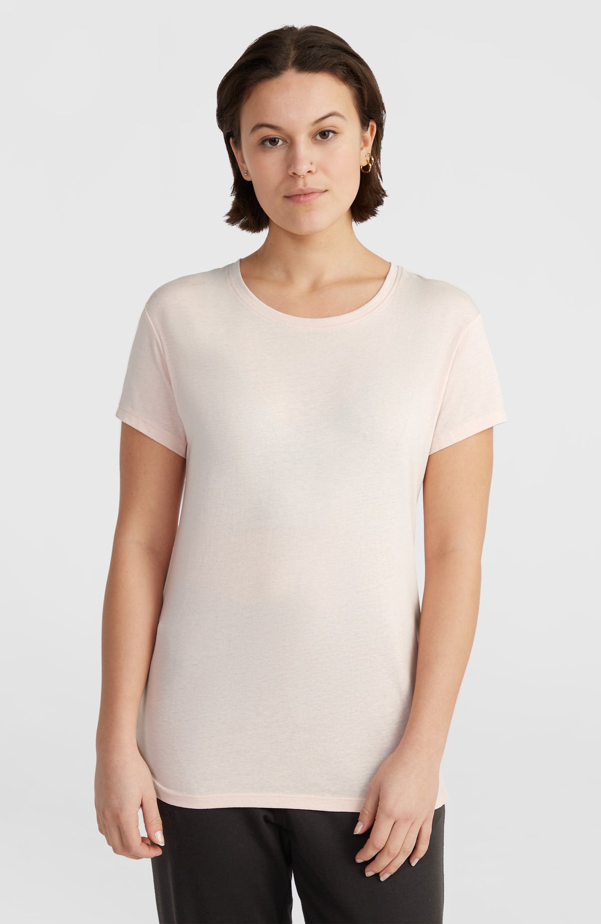 O'Neill Essentials T-Shirt für Damen, pink, Vorderansicht am Model