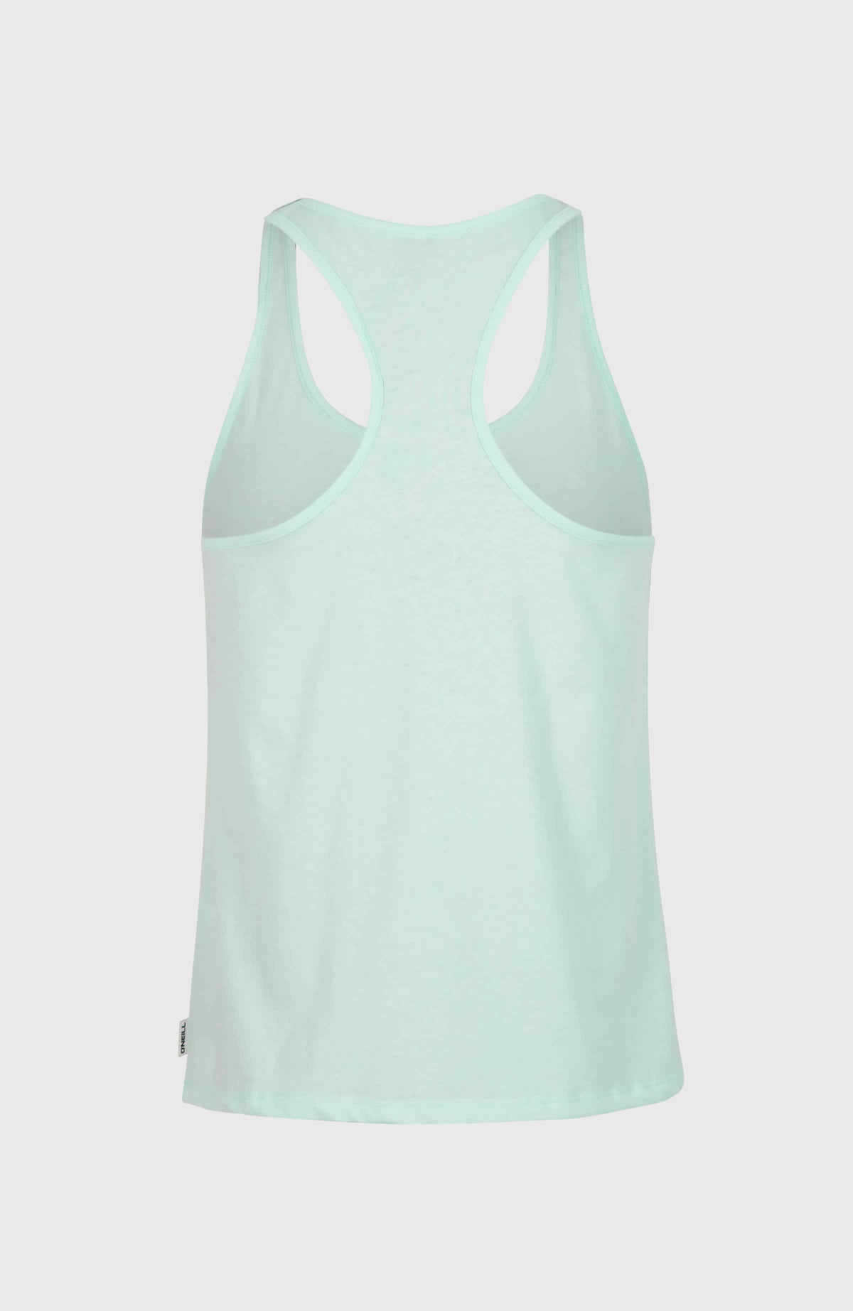 Essentials Racerback-Tanktop für Damen, blau, freigestellt von hinten mit Racerback-Schnitt