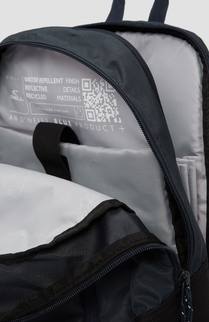 Wedge Rucksack für Herren, blau, Nahaufnahme des geöffneten Hauptfachs mit Innenfächern