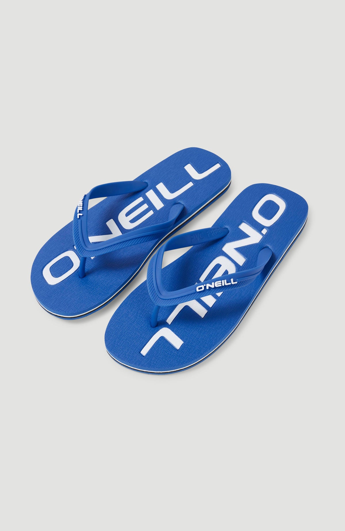 O'Neill Profile Logo Sandalen für Herren, blau mit Logo-Print in Weiß, freigestellt von schräg oben