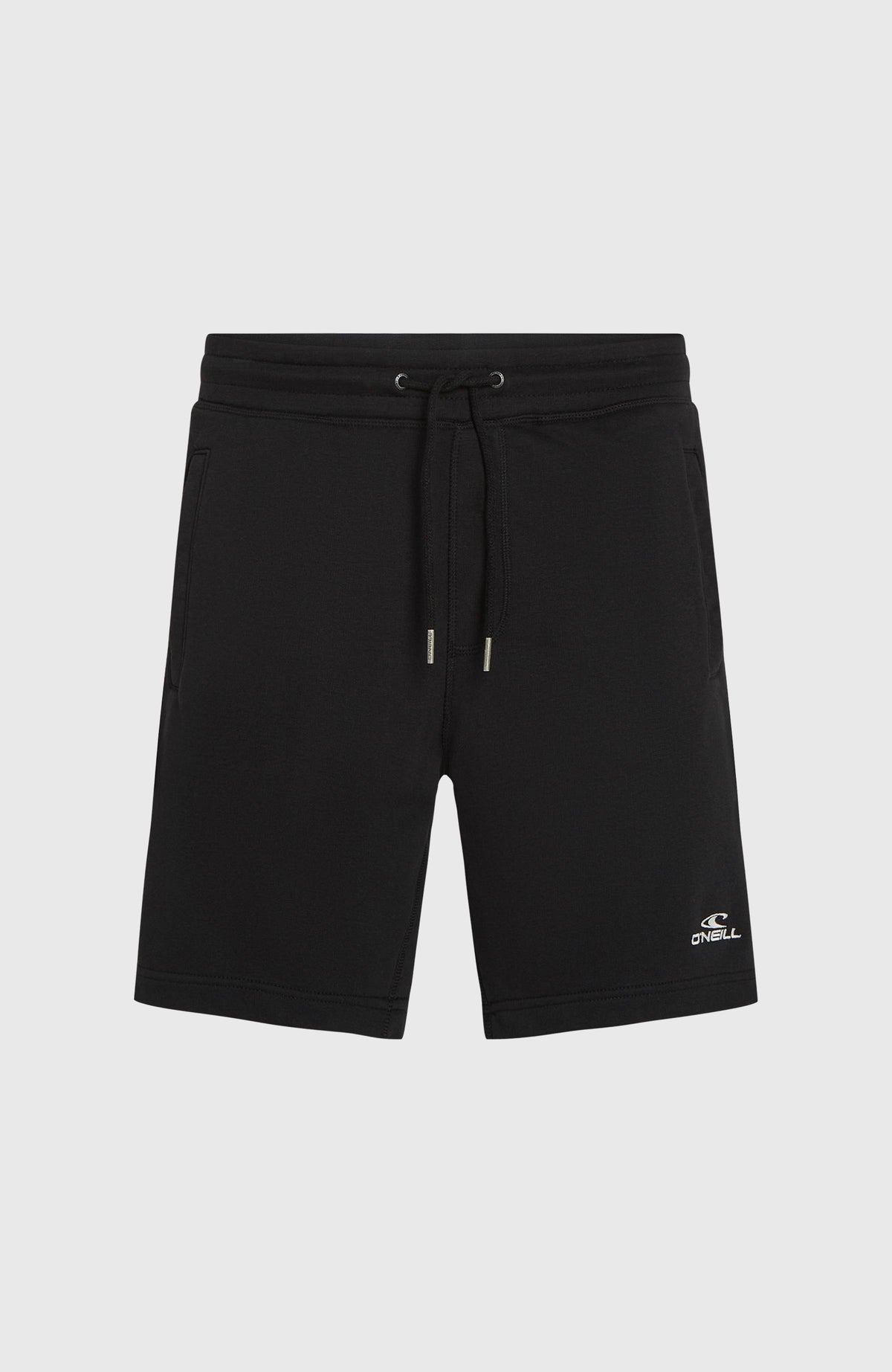 O'Neill Small Logo Sweatshorts für Herren, schwarz, flach liegend von vorne, Kordelzug am elastischen Bund