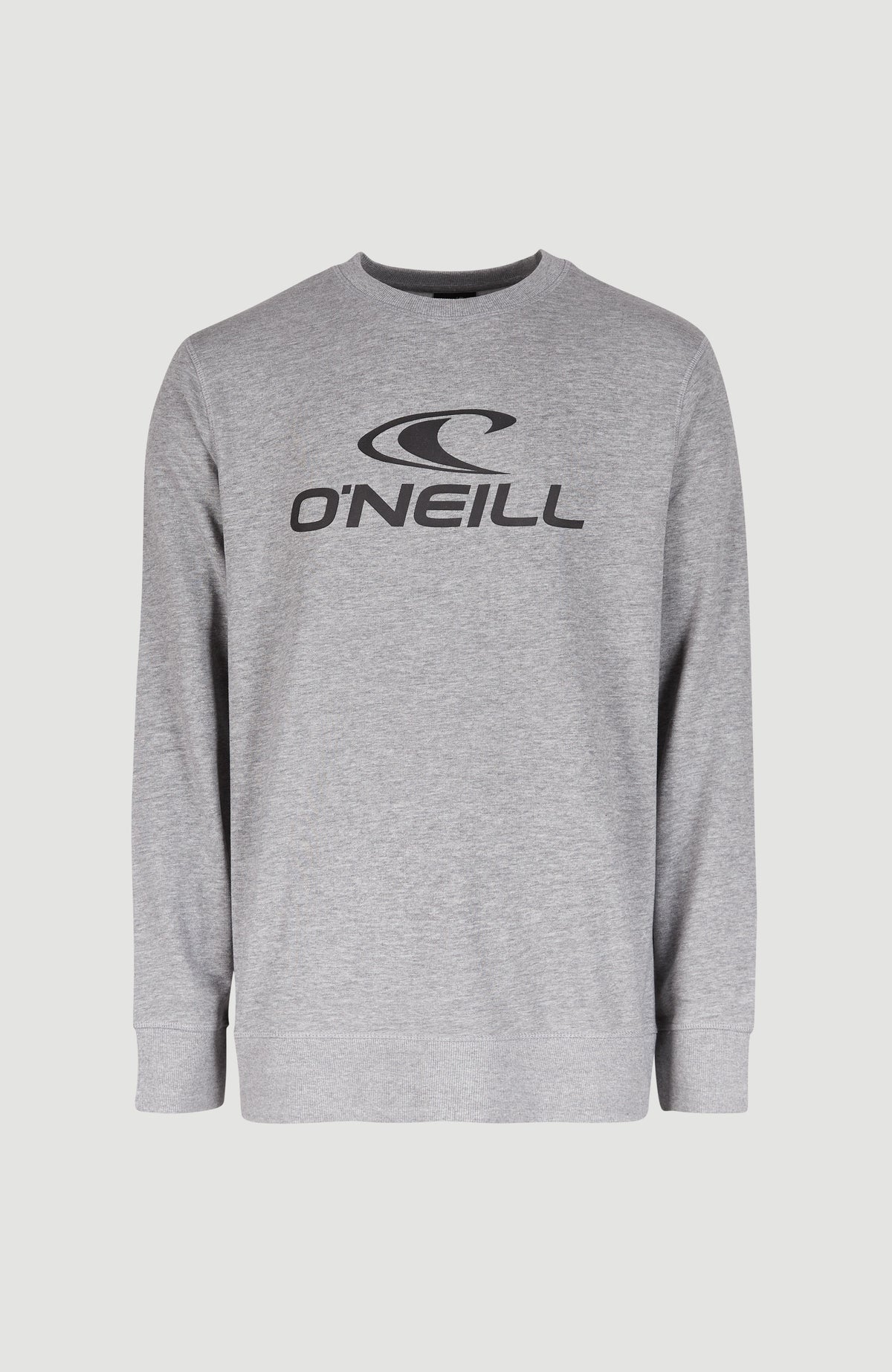 Logo Crew Sweatshirt für Herren, grau mit Logo-Print in Schwarz, freigestellt von vorne