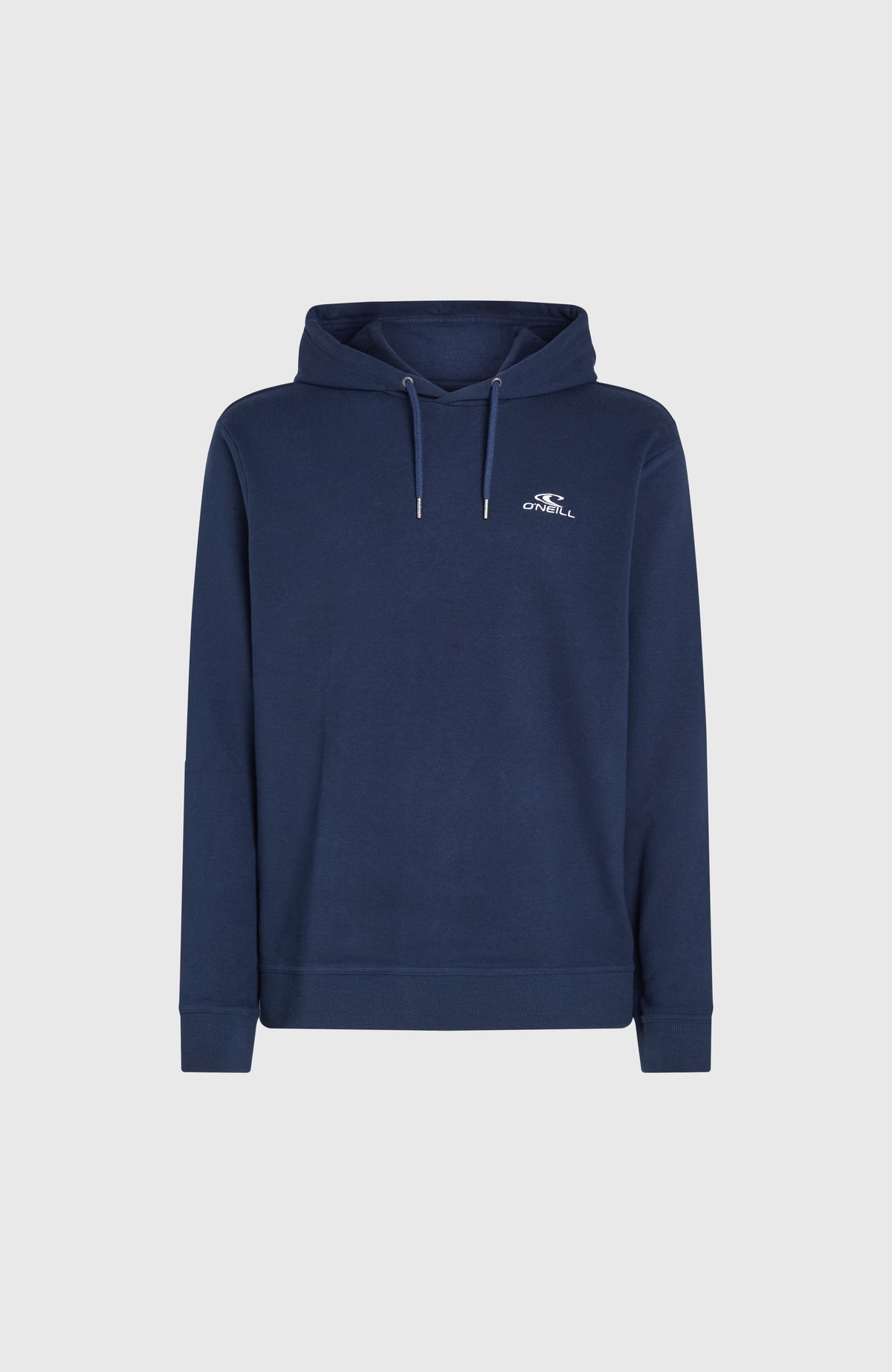 Small Logo Hoodie für Herren, blau mit Logo-Print in Weiß, flach liegend von vorne mit Kordelzugkapuze