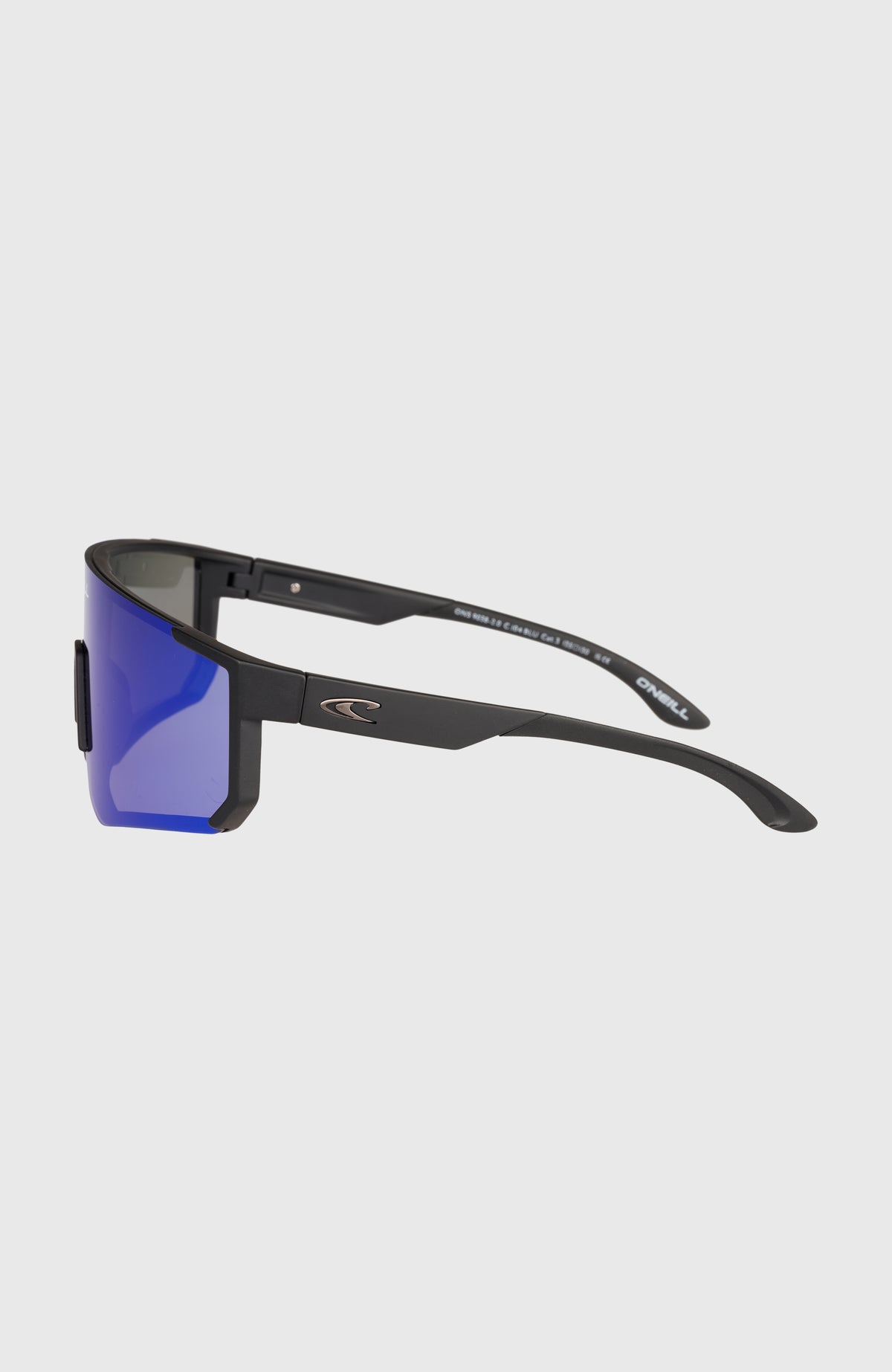 Backline Blau Sonnenbrille für Herren, schwarz, freigestellt von der Seite, Bügel mit Logo-Detail
