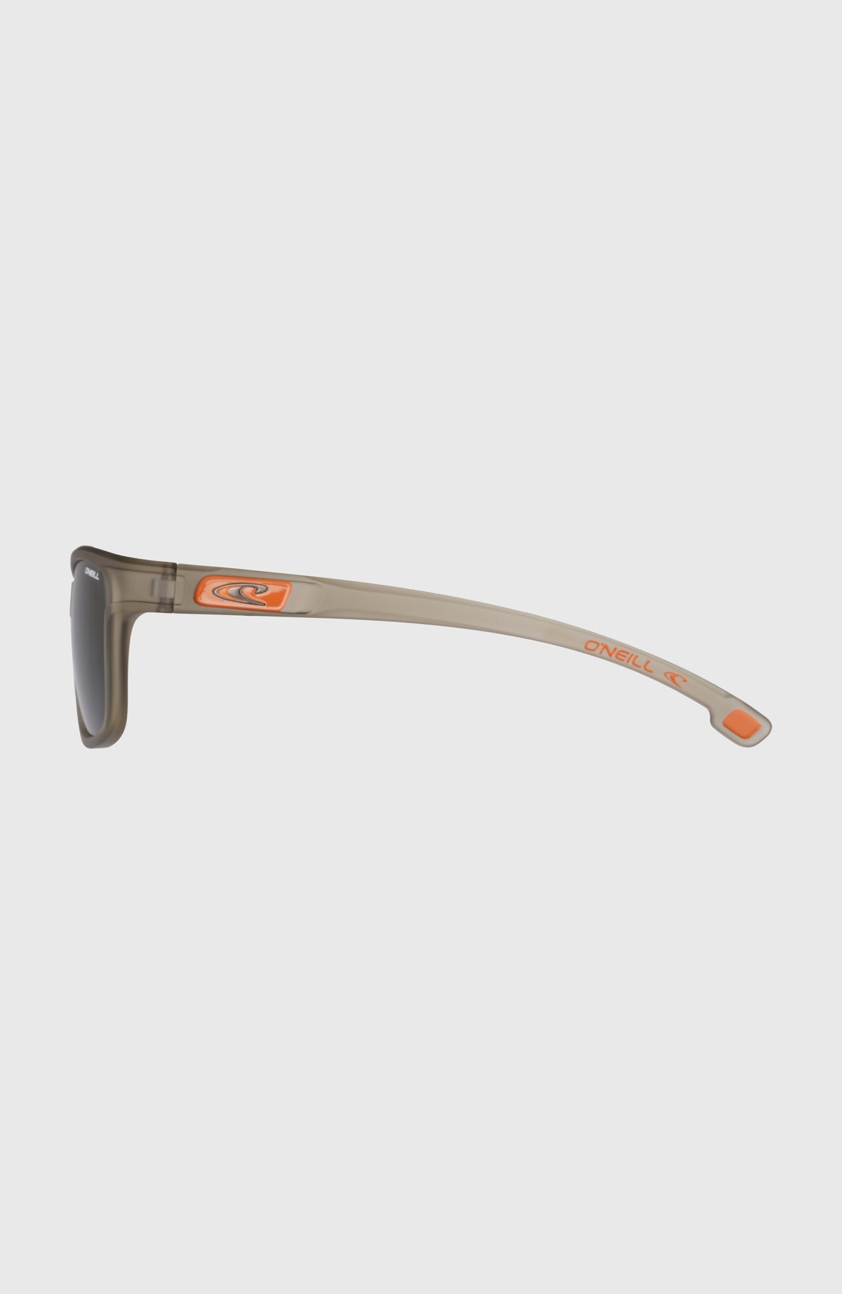 HeadLand Sonnenbrille für Herren, grün, freigestellt von der Seite, Bügel mit orangefarbenem Logo-Emblem