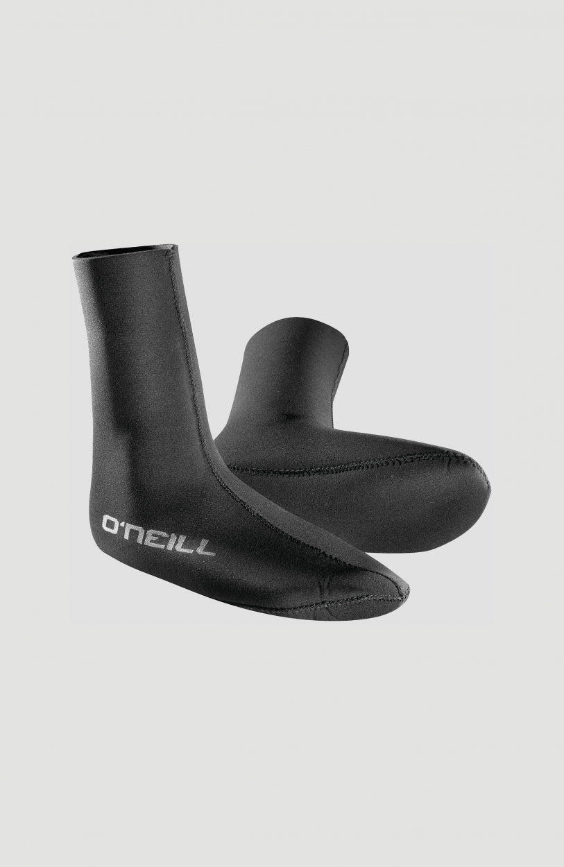 O'Neill Heat Socks Neoprensocken für Herren, schwarz, freigestellt von der Seite, mit weißem Logo-Print