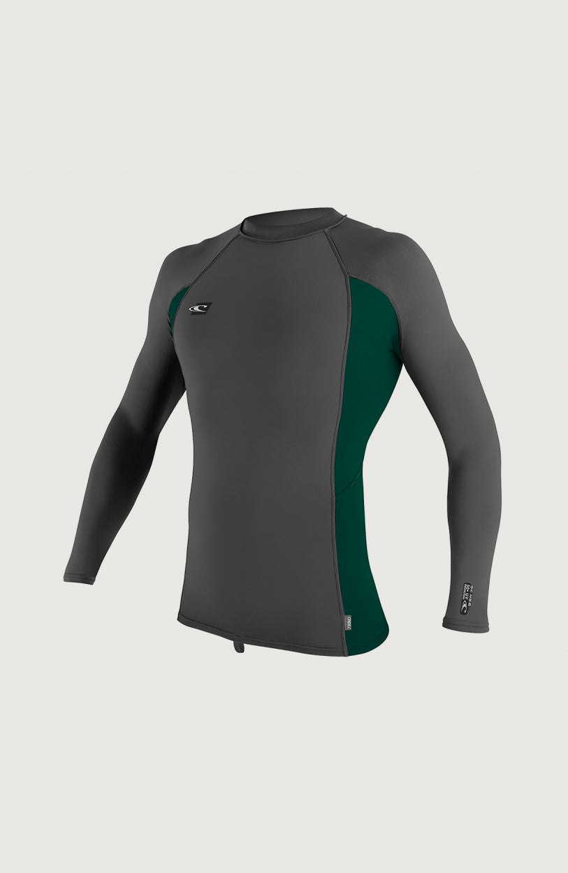O'Neill Premium Skins Long Sleeve Rash Guard Schwimmshirt für Herren, grau, freigestellt in Vorderansicht