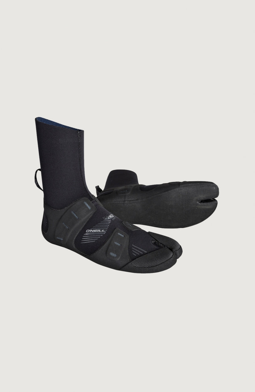 Mutant 3mm Split Toe Boot Neoprenschuhe für Herren, schwarz, freigestellt mit strukturierter Sohle und Fersenschlaufe