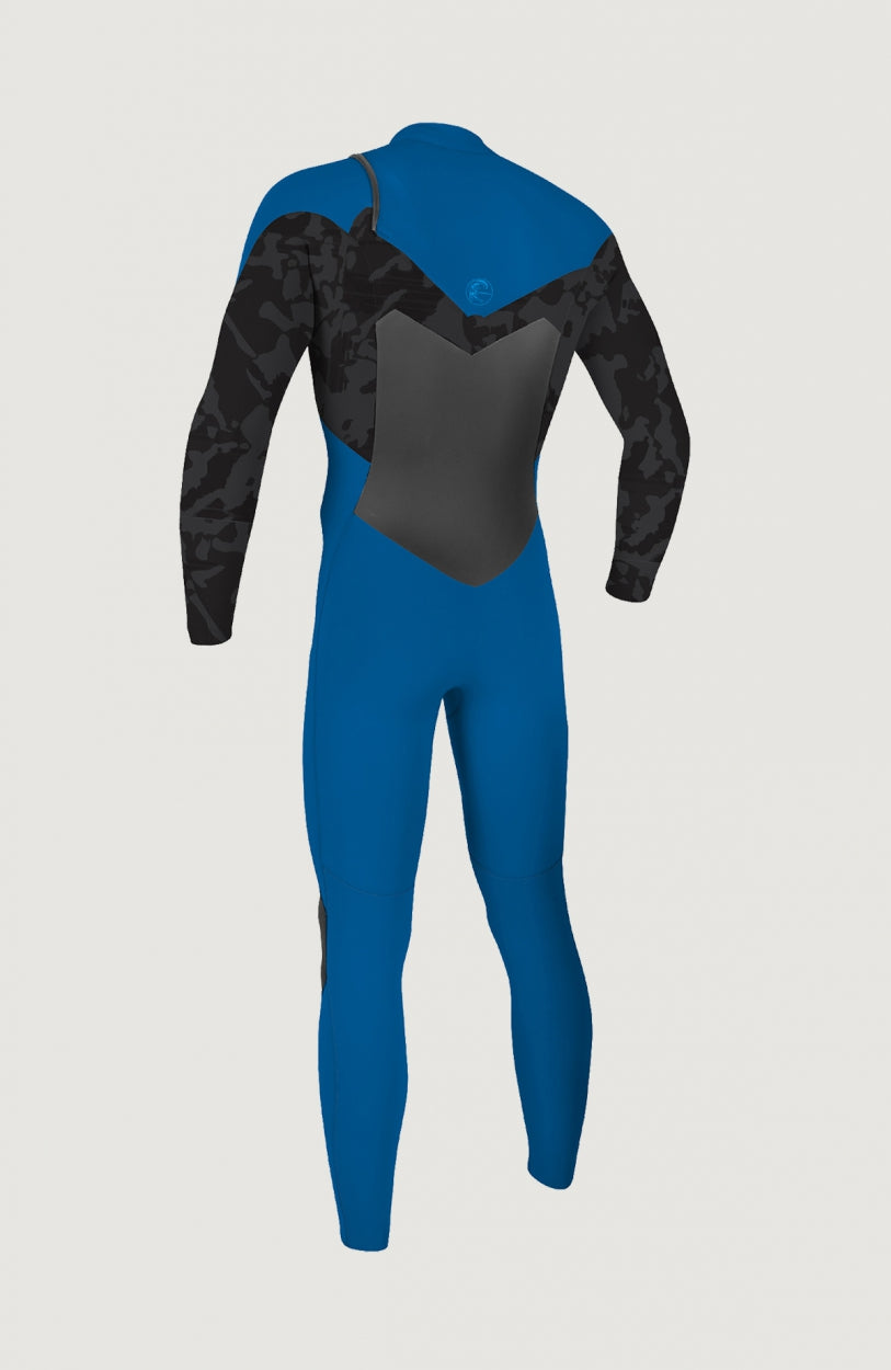 O'Riginal Chest Zip 5/4mm Full Wetsuit Neoprenanzug für Jungen, blau, freigestellt von hinten