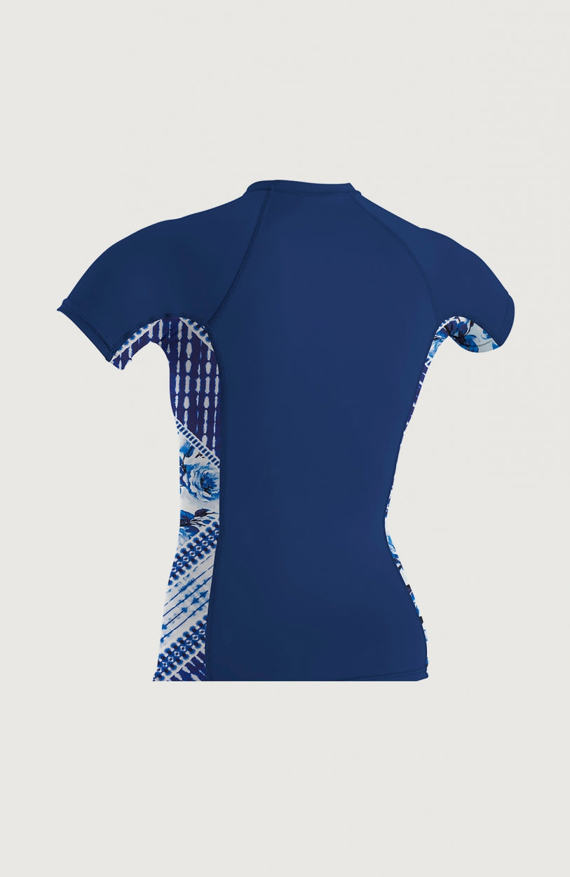 Skins Side Print Short Sleeve Rash Guard | Dark Blue