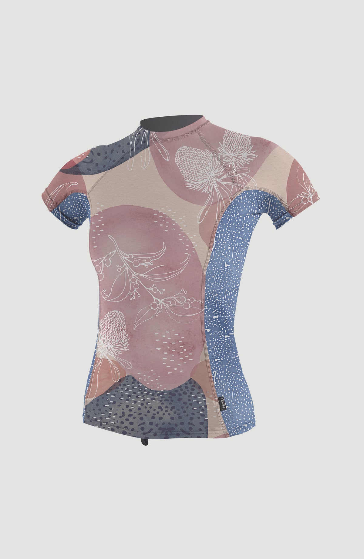 Side Print Short Sleeve Rash Guard | DESERT BLOOM/DRIFT BLUE