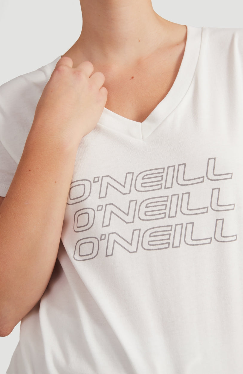 Triple Stack V-Neck T-Shirt | Powder White