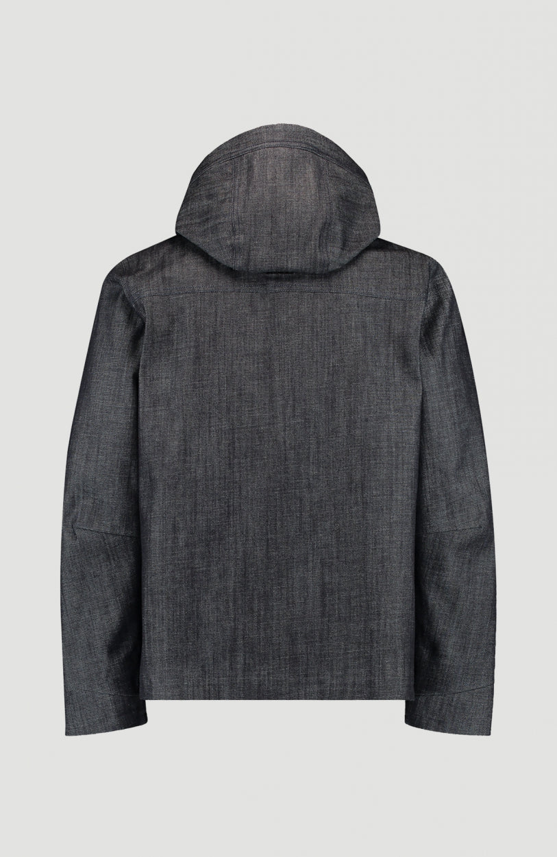 GORE-TEX Denim Kickstart Snow Jacket für Herren, blau, freigestellt von hinten