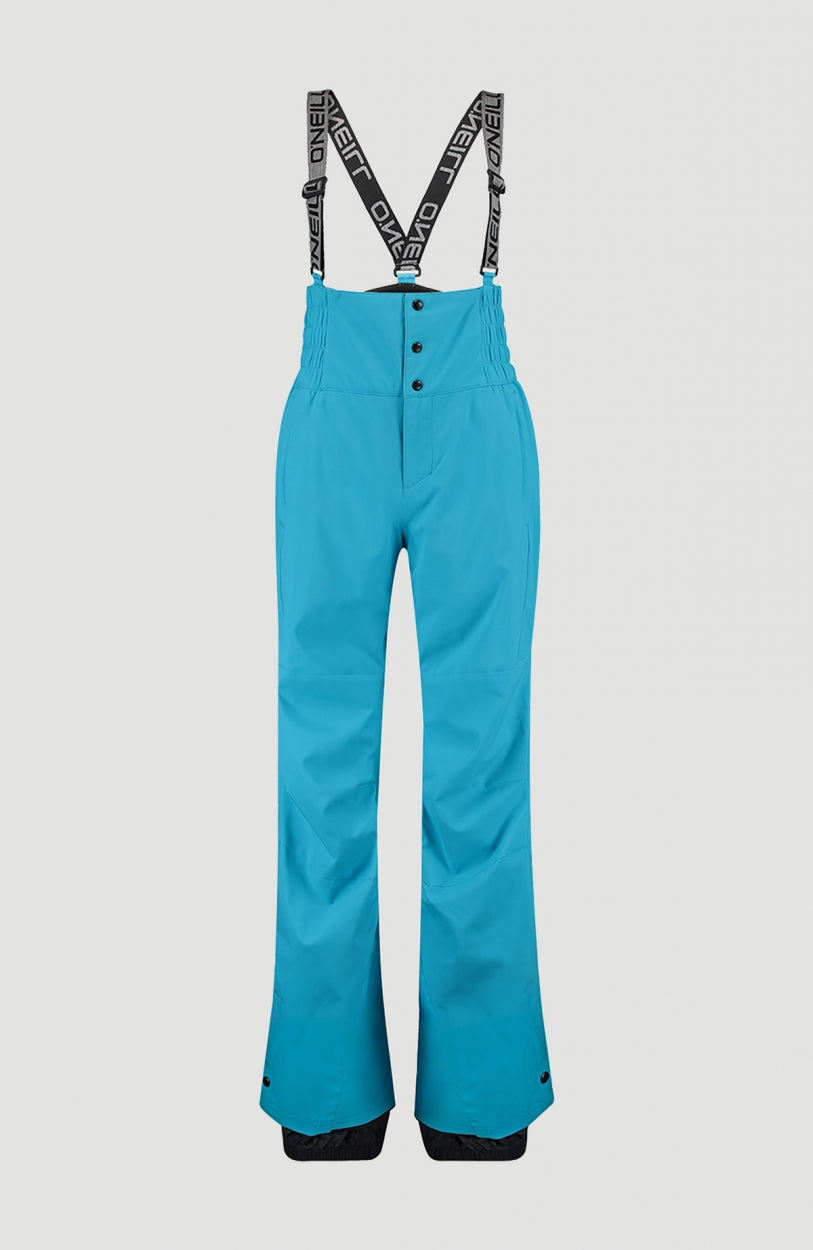 Ocean Mission Snow Pants Schneehose für Damen, türkis, freigestellt von vorne mit elastischen Hosenträgern