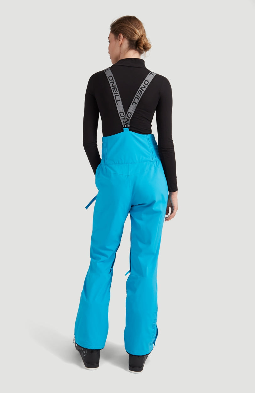 Ocean Mission Snow Pants Schneehose für Damen, türkis, Rückansicht am Model mit elastischen Hosenträgern